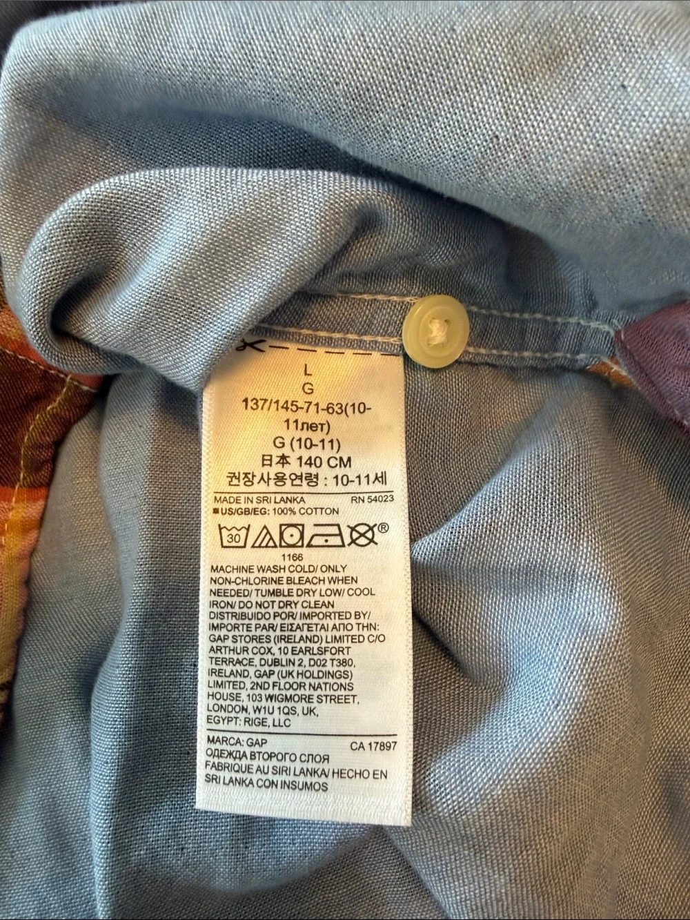 GAP Plaid Button-Down Shirt in Navy, Mustard, Rust, Cream